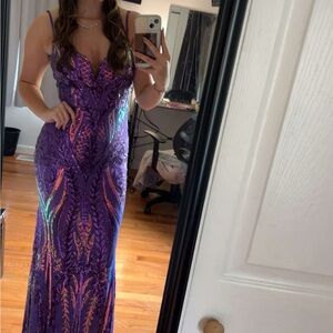 Blondie Nites Purple and Pink Maxi Dress